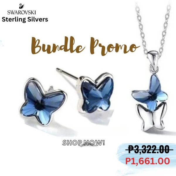 Swarovski Sterling Silver Crystal Blue Butterfly Set