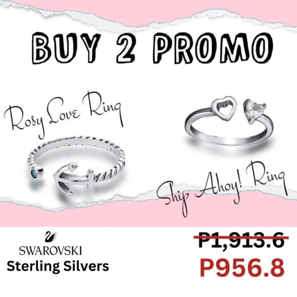 Rosy Love Ring & Ship Ahoy! Ring Swarovski Sterling Silver
