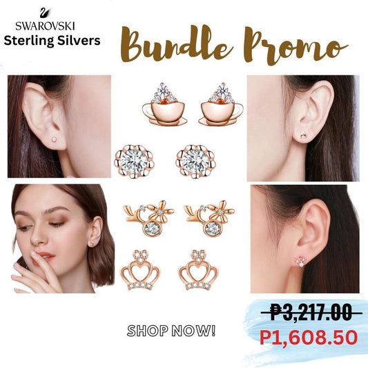 Swarovski Sterling Silver Charming Earring Quartet