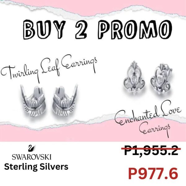 Twirling Leaf Earrings & Enchanted Love Earrings Swarovski Sterling Silver