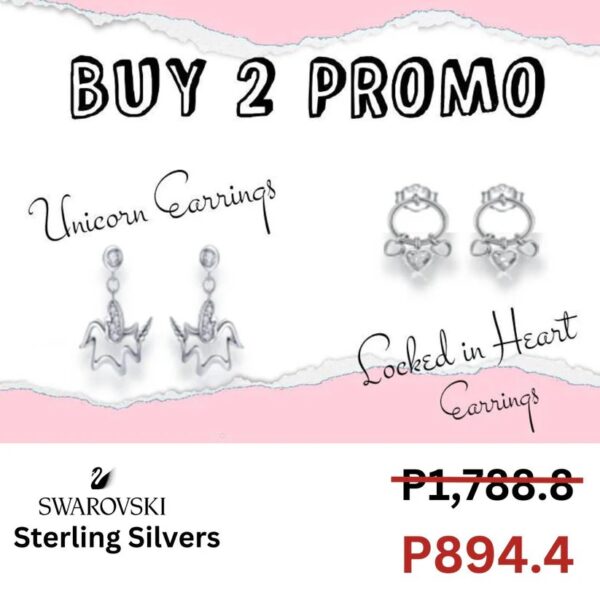 Unicorn Earrings & Locked in Heart Earrings Swarovski Sterling Silver